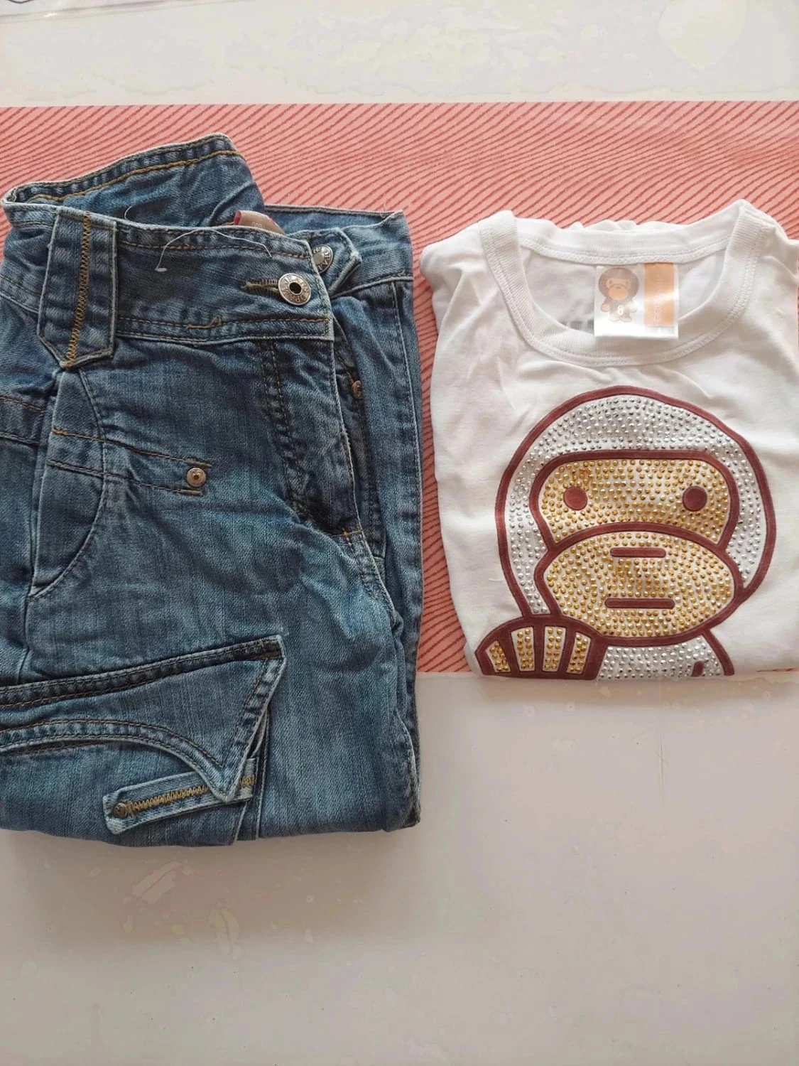 Bermuda jeans dpam 8ans tee shirt baby milo
